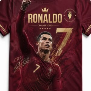 Ronaldo T-Shirt for Fans – Maroon | Premium Polyester & Cotton Options