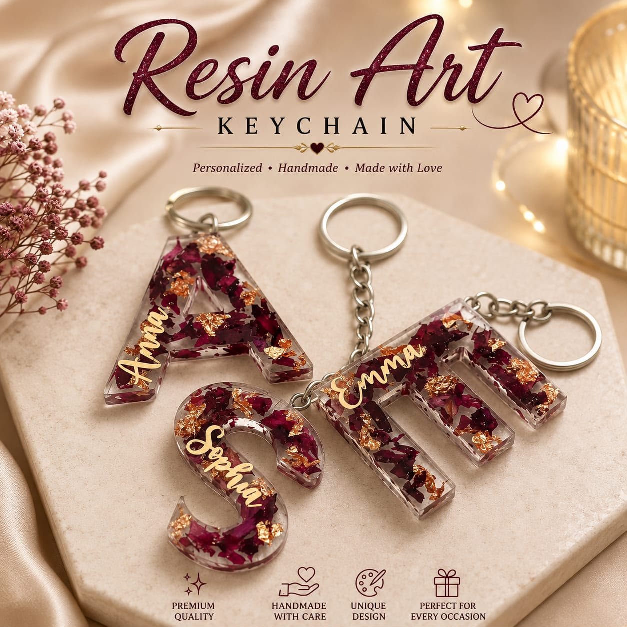 Personalized Resin Art Keychain