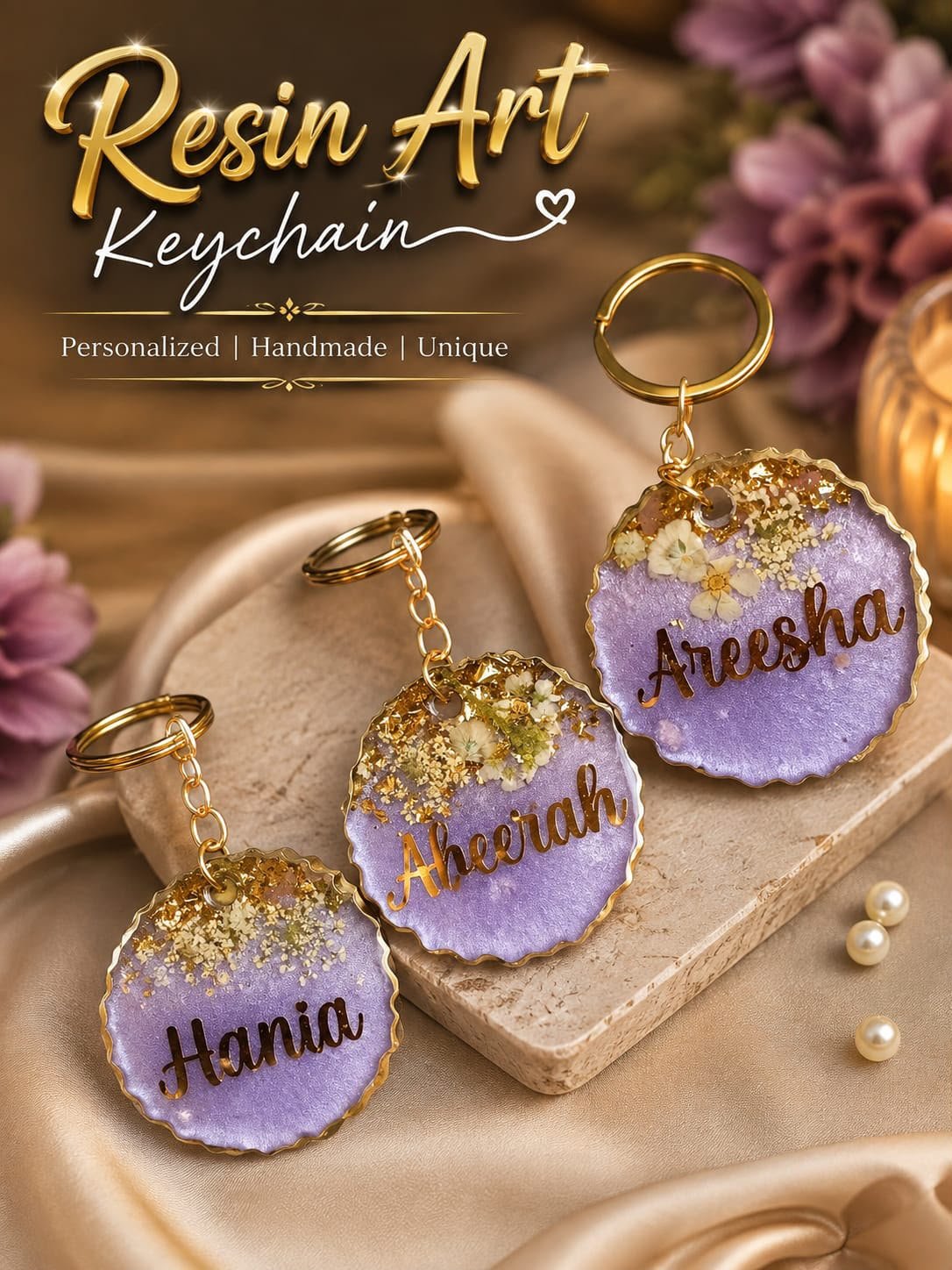 Personalized Resin Art Keychain